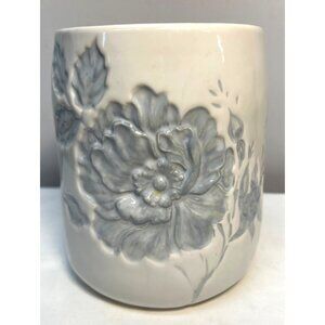 Floral Ceramic utensil Holder, Vase By At Home Steve Mitchell 6" Tall